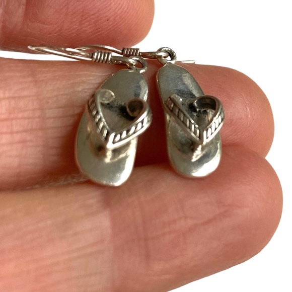 earrings flip-flops sterling silver hanging dangle - Picture 3 of 11
